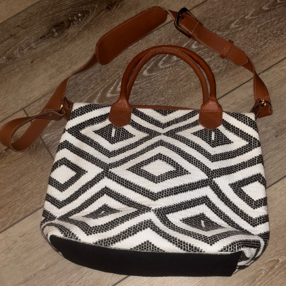 Tribe Alive Black and White Geometric Shoulder Bag